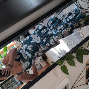 Abercrombie & Fitch Chic Teal Long Floral Maxi Dress